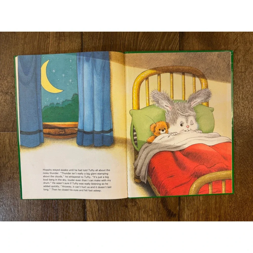 Honey Bear Hoppitys First Thunderstorm Kids OS Green Good Vintage Hardcover 1985